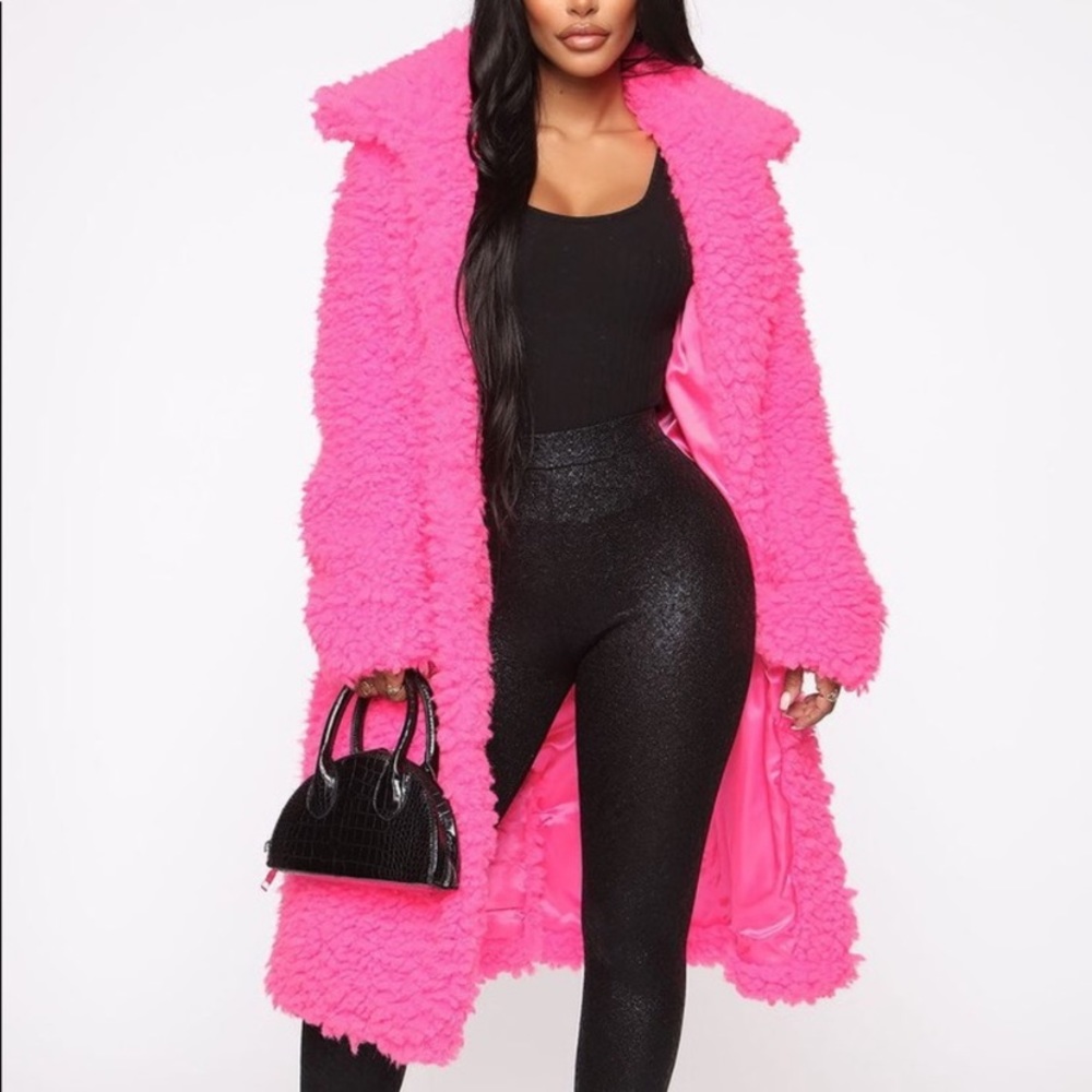 Fashion Nova Curve Pink Shearling Coat